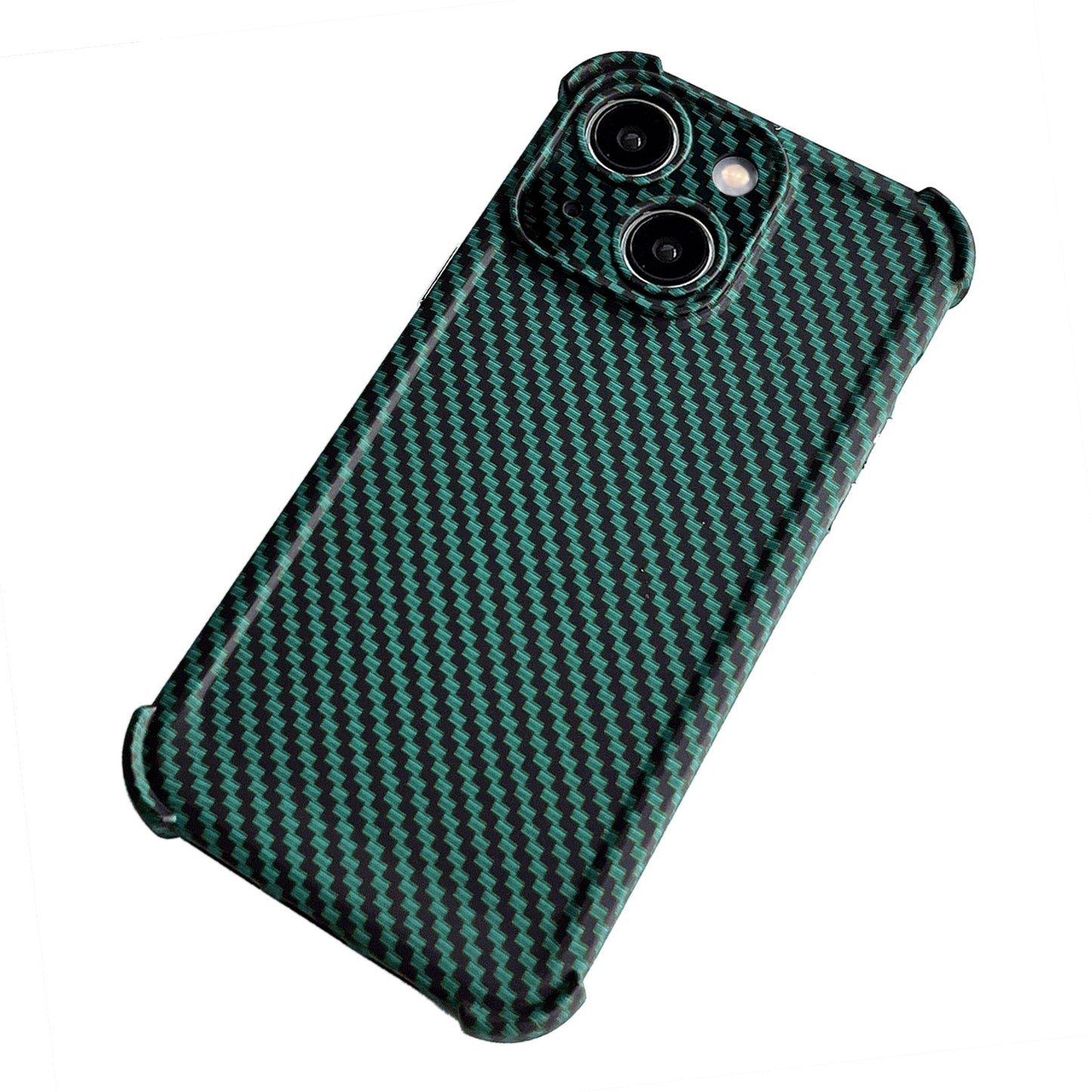 ELECTROPRIME For iPhone 15 Carbon Fiber Four Corners Shockproof TPU Phone Case(Dark Green)