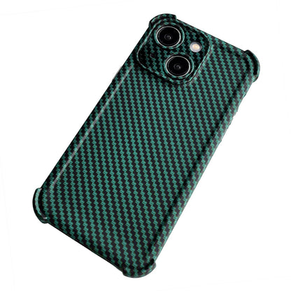 ELECTROPRIME For iPhone 15 Carbon Fiber Four Corners Shockproof TPU Phone Case(Dark Green)