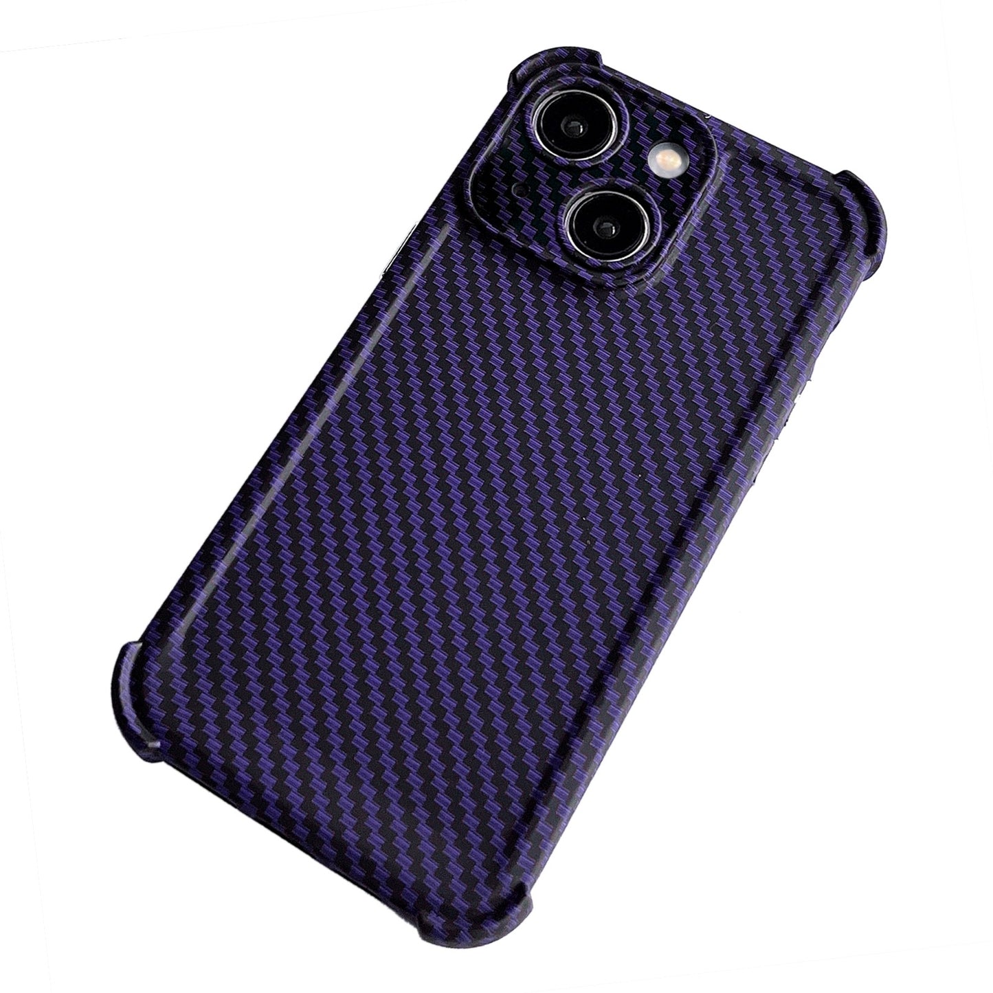 ELECTROPRIME For iPhone 15 Carbon Fiber Four Corners Shockproof TPU Phone Case(Purple)