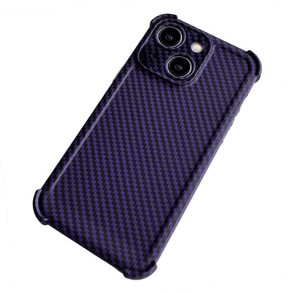 ELECTROPRIME For iPhone 15 Carbon Fiber Four Corners Shockproof TPU Phone Case(Purple)
