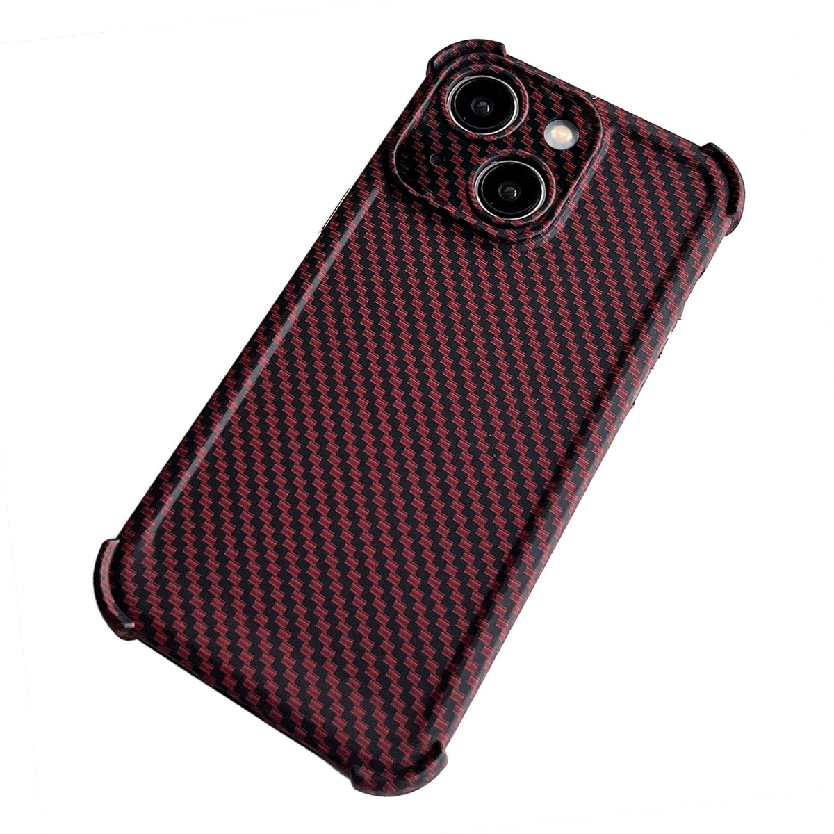 ELECTROPRIME For iPhone 15 Plus Carbon Fiber Four Corners Shockproof TPU Phone Case(Wine Red)