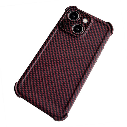 ELECTROPRIME For iPhone 15 Plus Carbon Fiber Four Corners Shockproof TPU Phone Case(Wine Red)