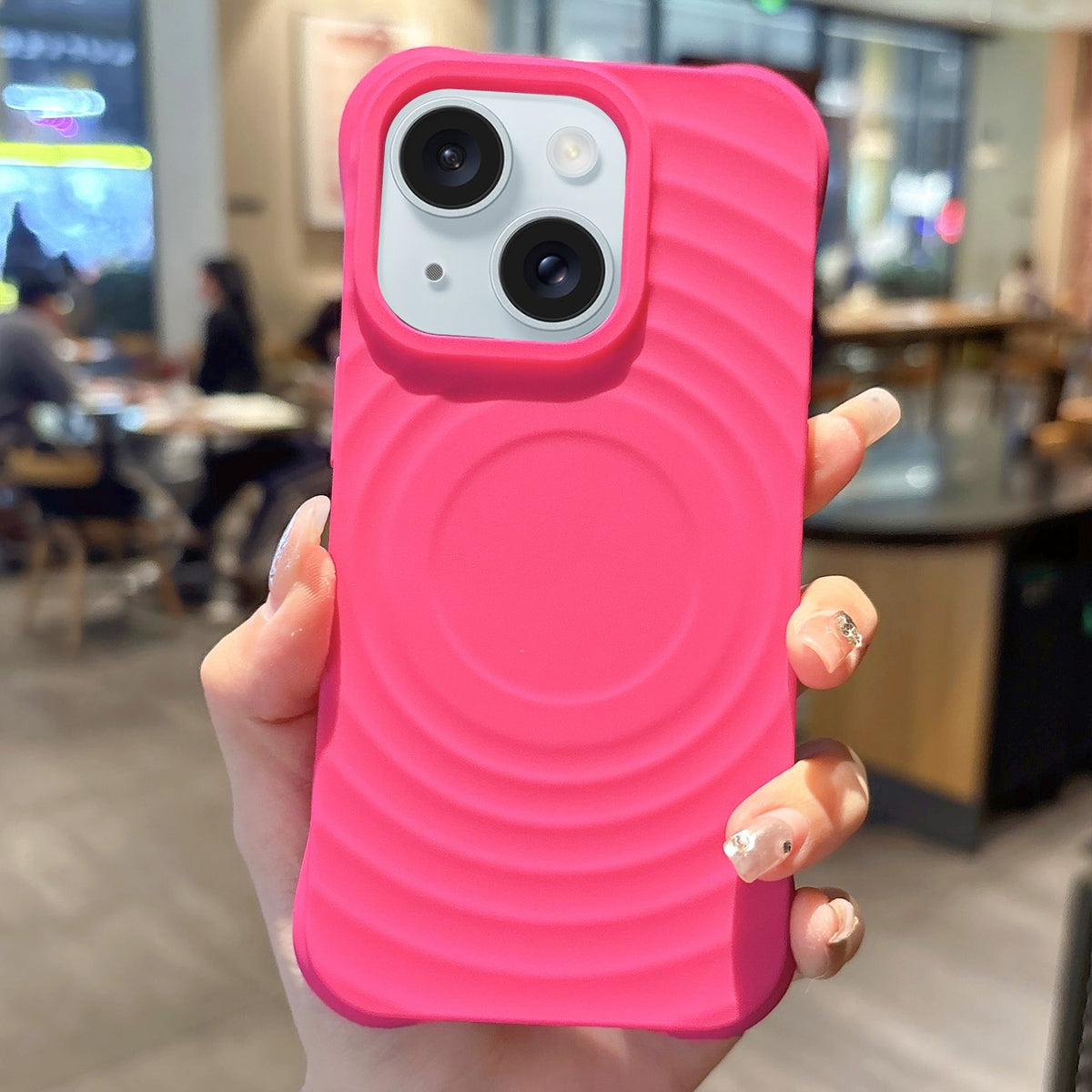 ELECTROPRIME For iPhone 15 Plus Ring Texture TPU Phone Case(Rose Red)
