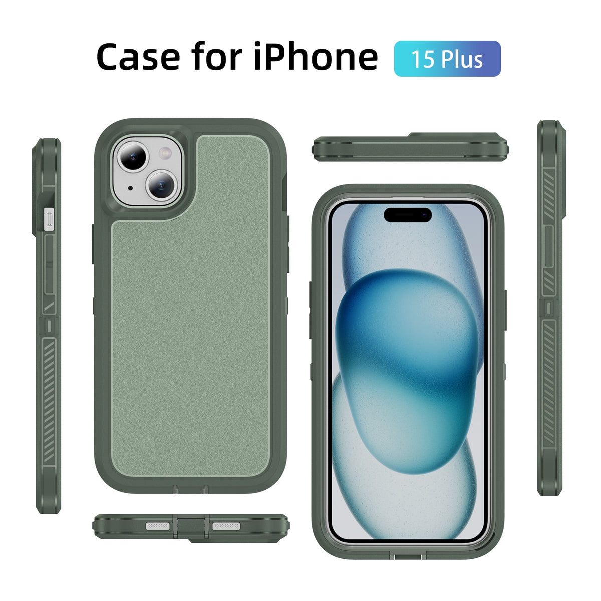 ELECTROPRIME For iPhone 15 Plus Guard Frosted Double Layer Phone Case(Green)