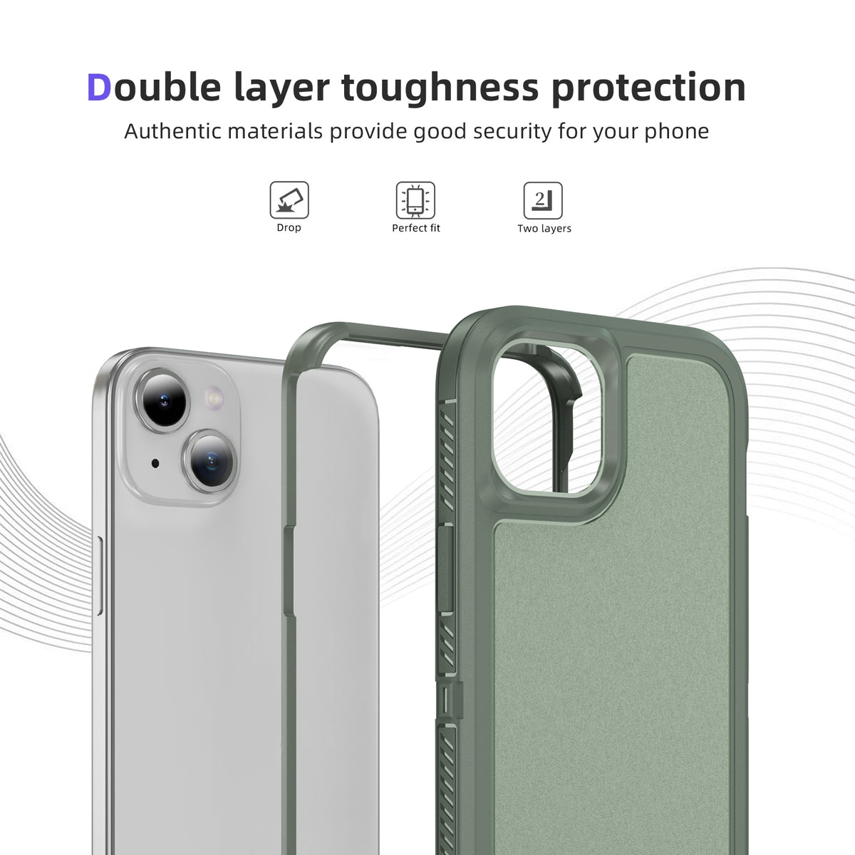 ELECTROPRIME For iPhone 15 Plus Guard Frosted Double Layer Phone Case(Green)