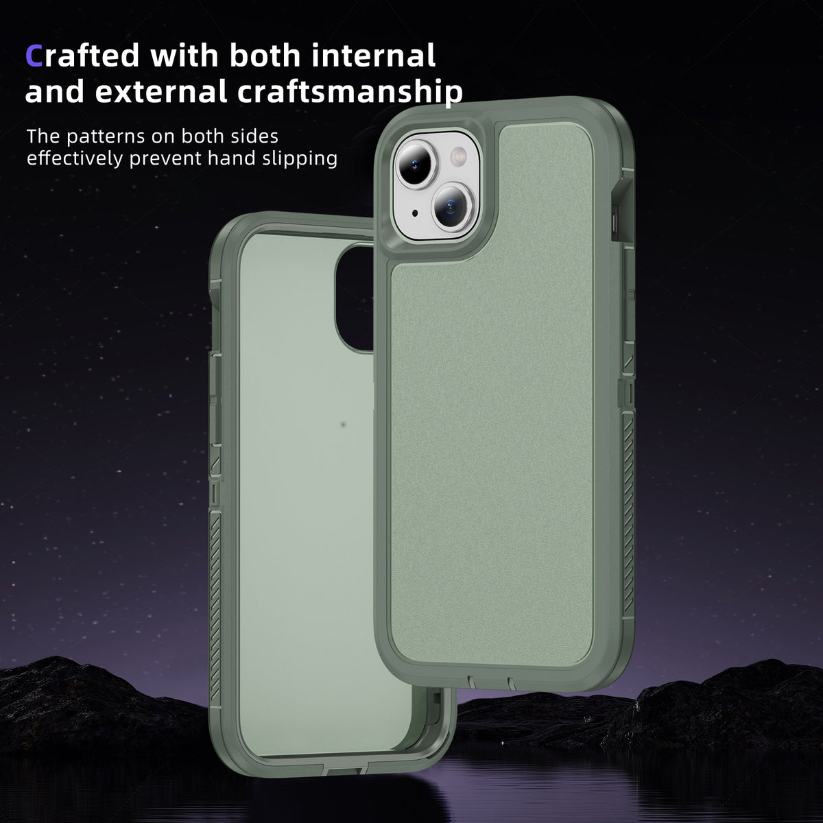 ELECTROPRIME For iPhone 15 Plus Guard Frosted Double Layer Phone Case(Green)