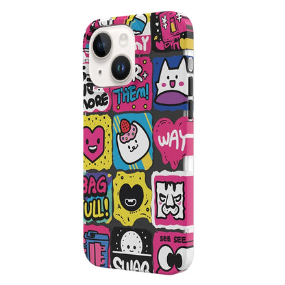 ELECTROPRIME For iPhone 15 TGVIS Stylish Series Graffiti Pattern Phone Case(Black)