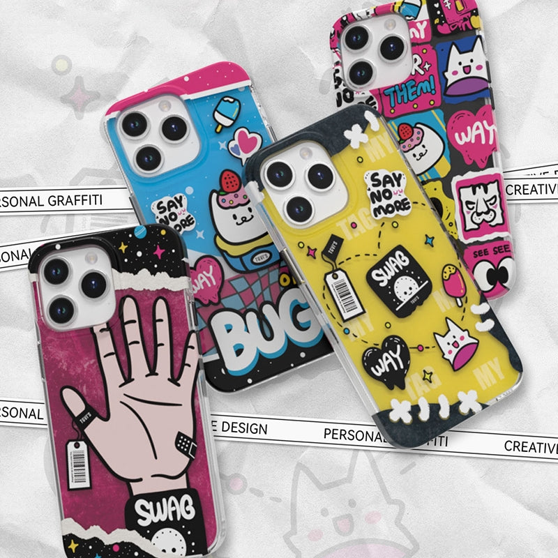 ELECTROPRIME For iPhone 15 TGVIS Stylish Series Graffiti Pattern Phone Case(Blue)