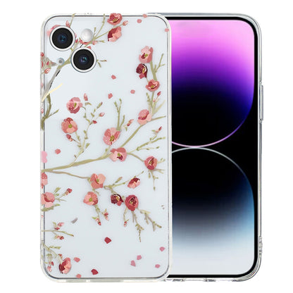 ELECTROPRIME For iPhone 15 Plus Colorful Painting Pattern TPU Phone Case(Red Flowers)