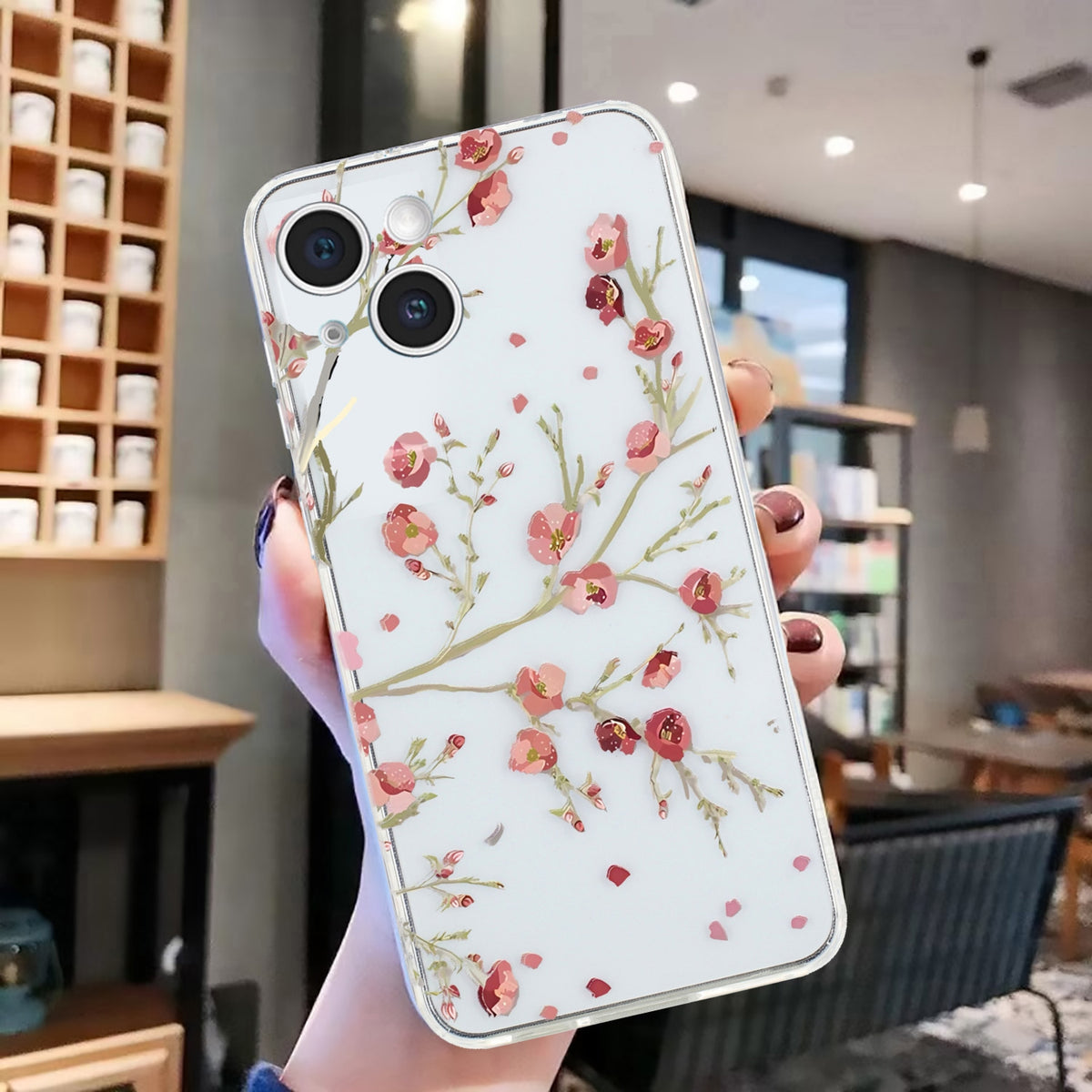 ELECTROPRIME For iPhone 15 Plus Colorful Painting Pattern TPU Phone Case(Red Flowers)