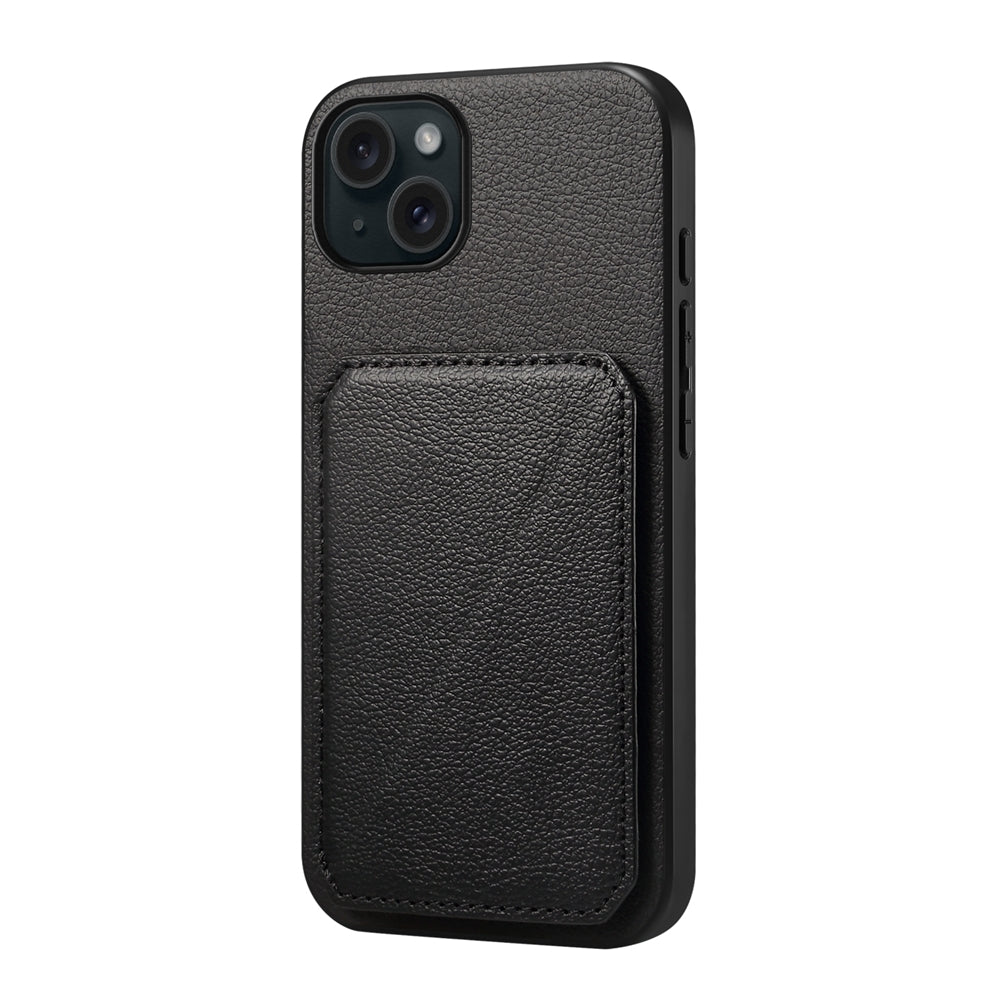 ELECTROPRIME For iPhone 15 Plus D04 Calf Texture Dual Card Slot Holder Phone Case(Black)