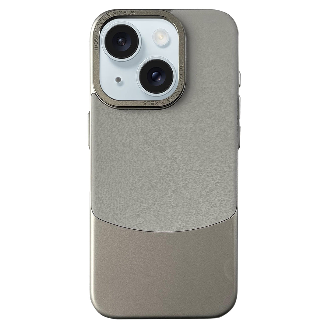ELECTROPRIME For iPhone 15 Napa Texture PC + Leather Phone Case(Grey)