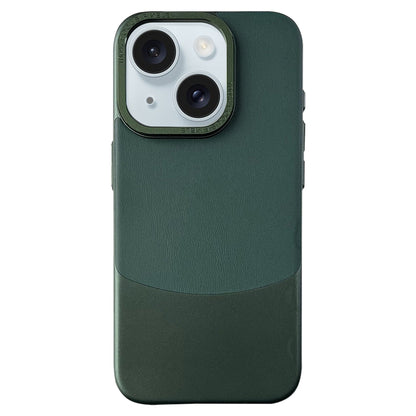 ELECTROPRIME For iPhone 15 Napa Texture PC + Leather Phone Case(Dark Green)