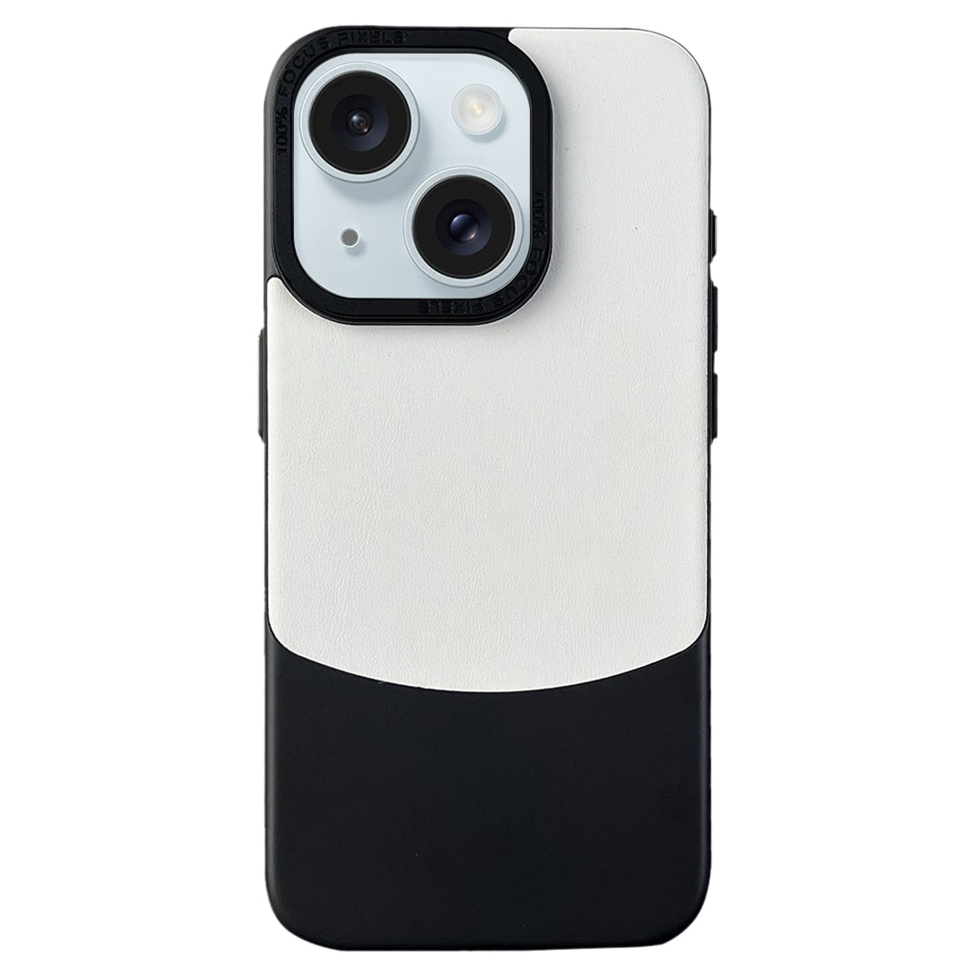 ELECTROPRIME For iPhone 15 Napa Texture PC + Leather Phone Case(Panda Black)