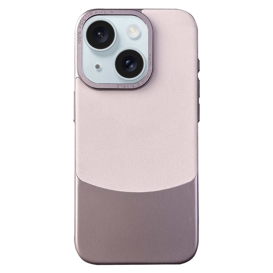 ELECTROPRIME For iPhone 15 Napa Texture PC + Leather Phone Case(Pink)
