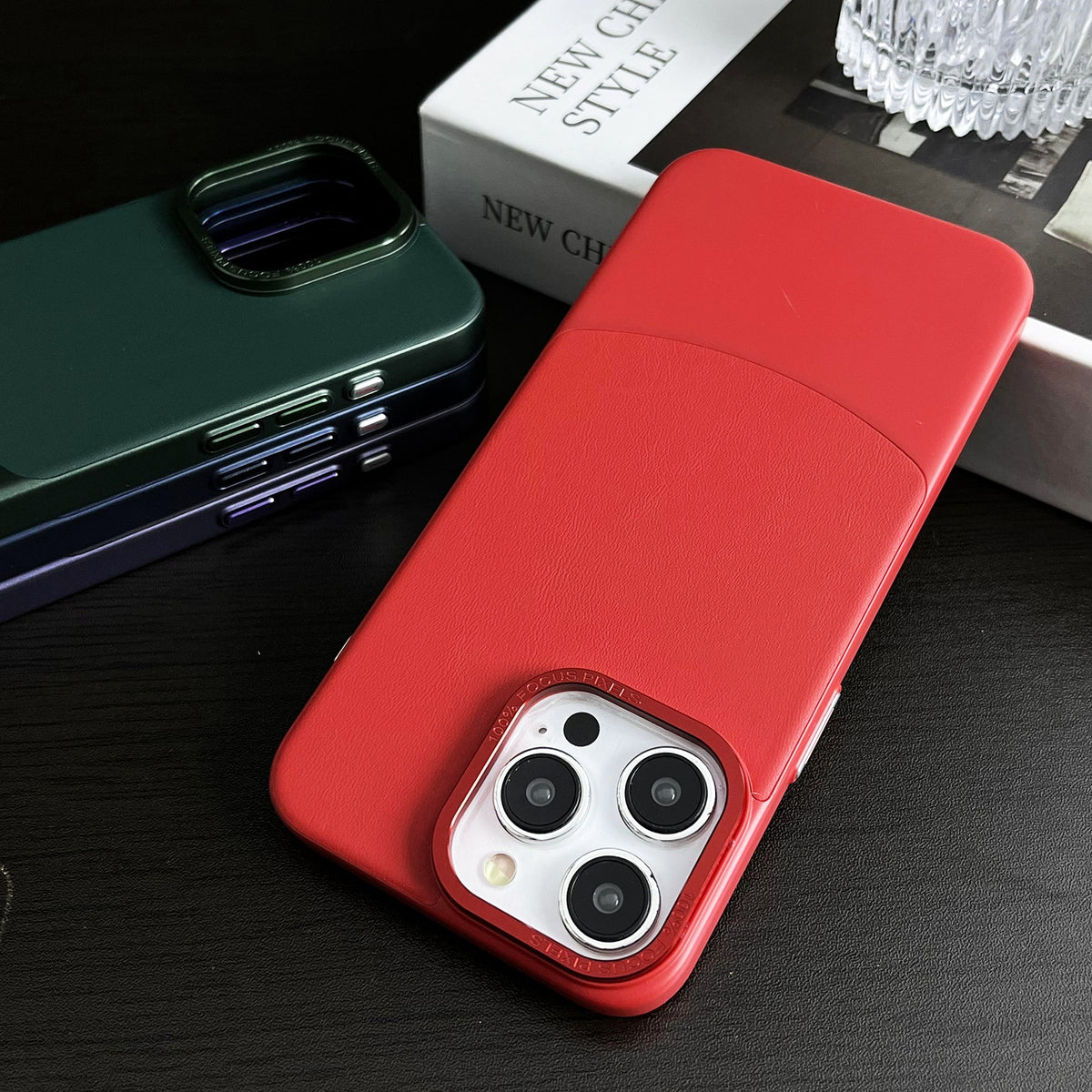 ELECTROPRIME For iPhone 15 Napa Texture PC + Leather Phone Case(Red)
