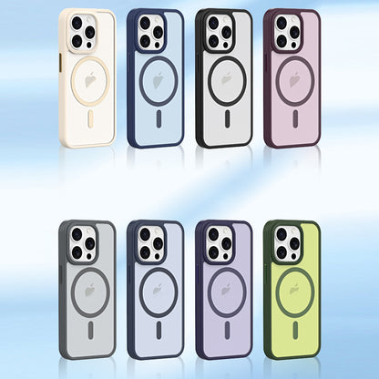 ELECTROPRIME For iPhone 15 Plus Metal Button Skin Feel Matte MagSafe Shockproof Phone Case(Lavender Grey)