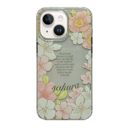 ELECTROPRIME For iPhone 15 Crystal Ice Cooling Shockproof TPU Phone Case(Pink Flower)