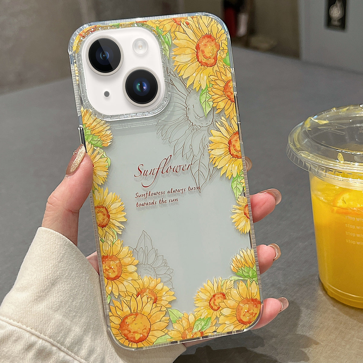 ELECTROPRIME For iPhone 15 Crystal Ice Cooling Shockproof TPU Phone Case(Yellow Flower)