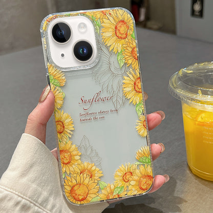 ELECTROPRIME For iPhone 15 Crystal Ice Cooling Shockproof TPU Phone Case(Yellow Flower)