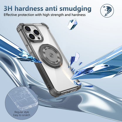 ELECTROPRIME For iPhone 15 Gold Shield CD Pattern MagSafe Magnetic Phone Case with Rotating Stand(Transparent Black)