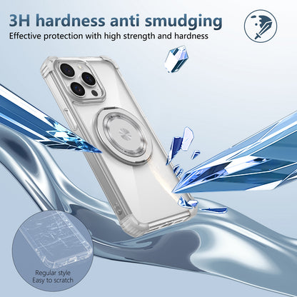 ELECTROPRIME For iPhone 15 Gold Shield CD Pattern MagSafe Magnetic Phone Case with Rotating Stand(Transparent)