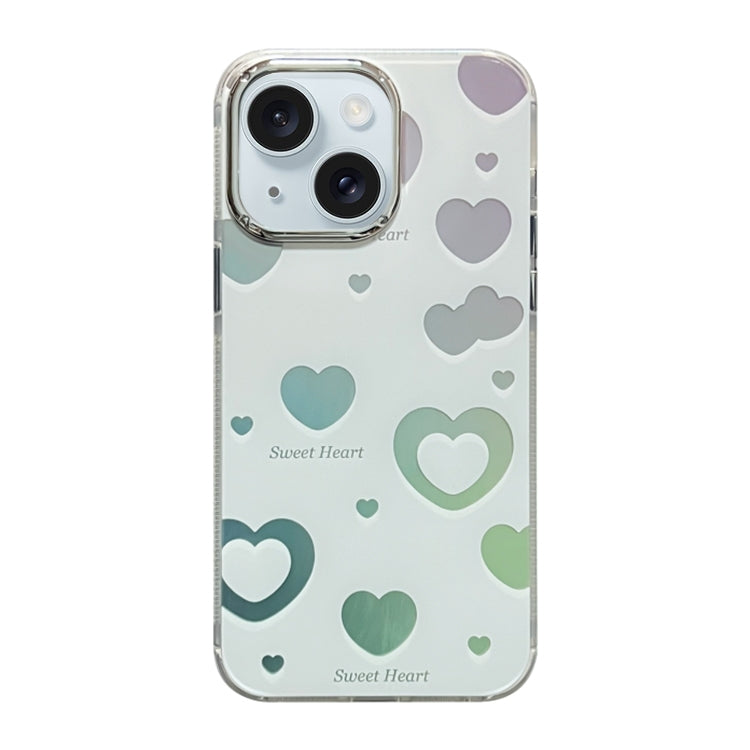 ELECTROPRIME For iPhone 15 Cooling Flash Feather TPU + PC Phone Case(Love Heart)