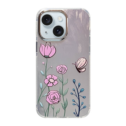 ELECTROPRIME For iPhone 15 Cooling Flash Feather TPU + PC Phone Case(Butterfly Flowers)