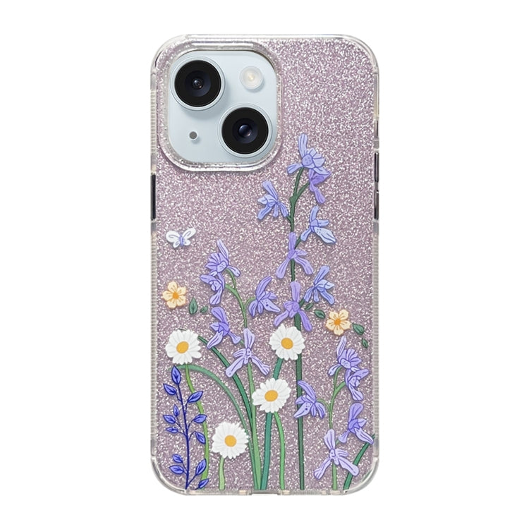 ELECTROPRIME For iPhone 15 Cooling Flash Feather TPU + PC Phone Case(Daisy)