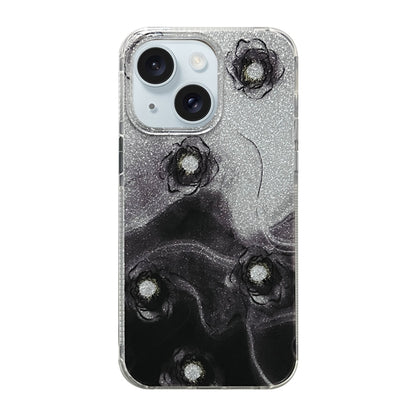 ELECTROPRIME For iPhone 15 Cooling Flash Feather TPU + PC Phone Case(Ink Rose)