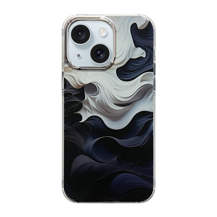 ELECTROPRIME For iPhone 15 Cooling Flash Feather TPU + PC Phone Case(Wave Ink)