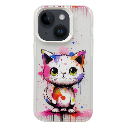 ELECTROPRIME For iPhone 15 Plus Painted Color Ink Animals TPU Phone Case(Graffiti Cat)