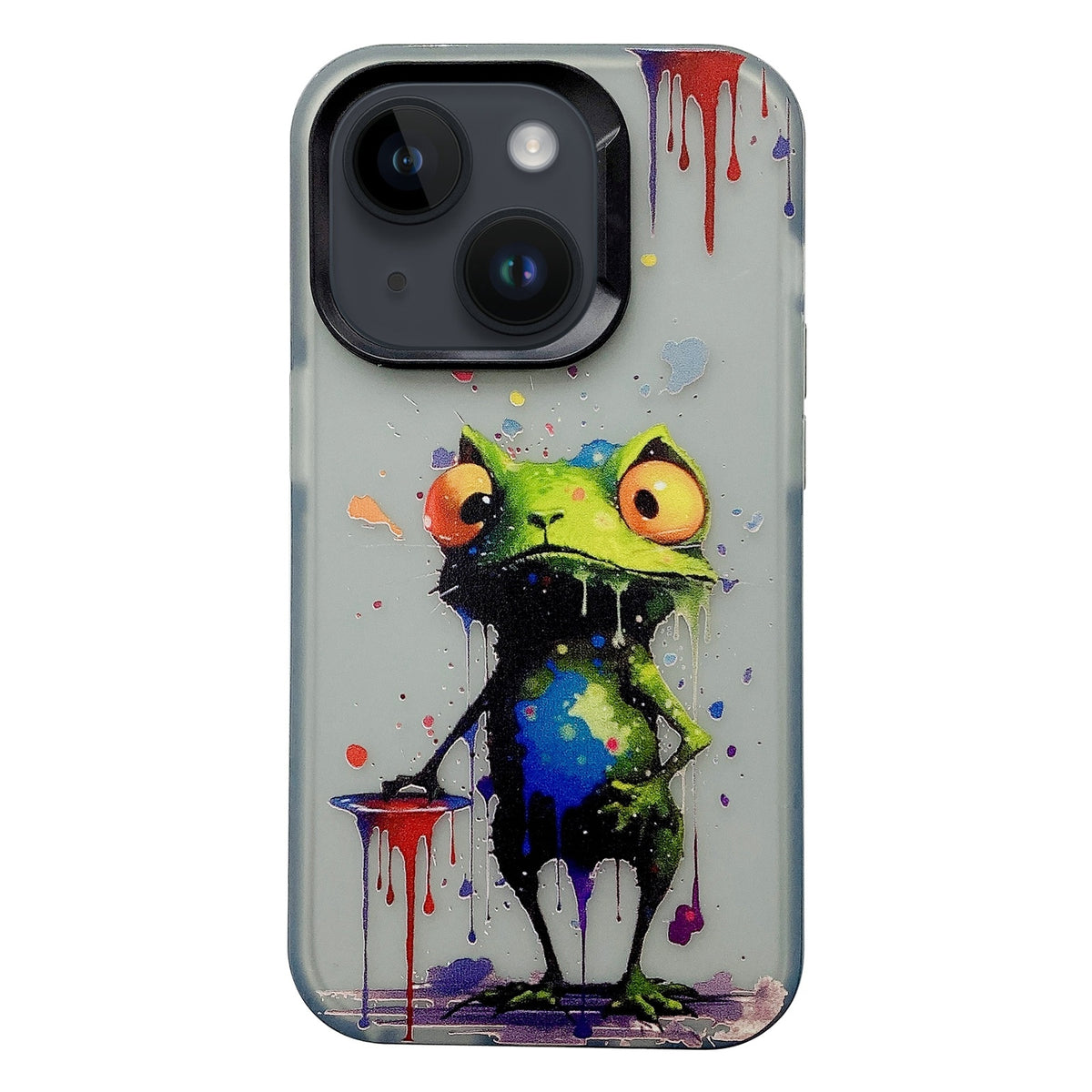 ELECTROPRIME For iPhone 15 Painted Color Ink Animals TPU Phone Case(Graffiti Frog)