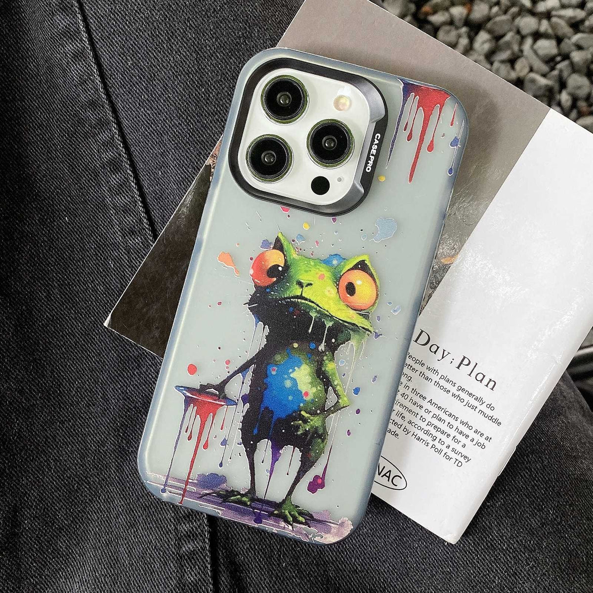 ELECTROPRIME For iPhone 15 Painted Color Ink Animals TPU Phone Case(Graffiti Frog)