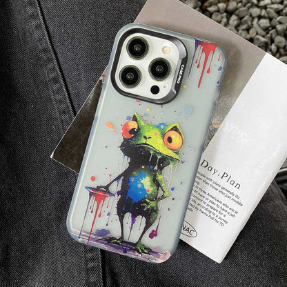 ELECTROPRIME For iPhone 15 Painted Color Ink Animals TPU Phone Case(Graffiti Frog)