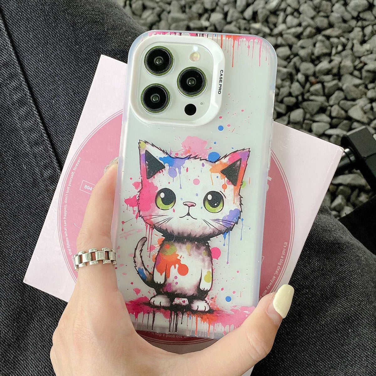 ELECTROPRIME For iPhone 15 Painted Color Ink Animals TPU Phone Case(Graffiti Cat)