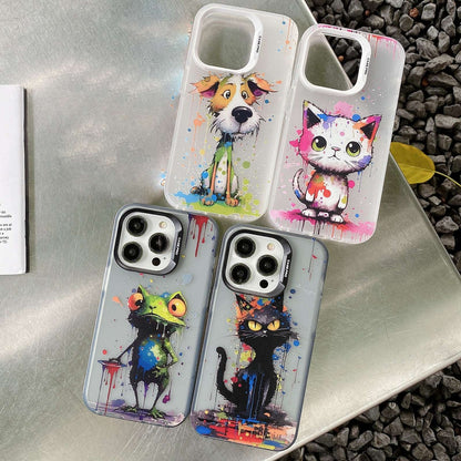 ELECTROPRIME For iPhone 15 Plus Painted Color Ink Animals TPU Phone Case(Graffiti Cat)