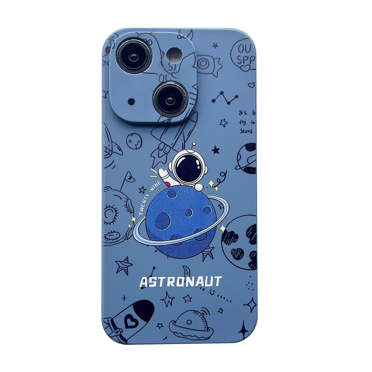 ELECTROPRIME For iPhone 15 Plus Liquid Silicone Straight Side Phone Case(Blue Astronaut)