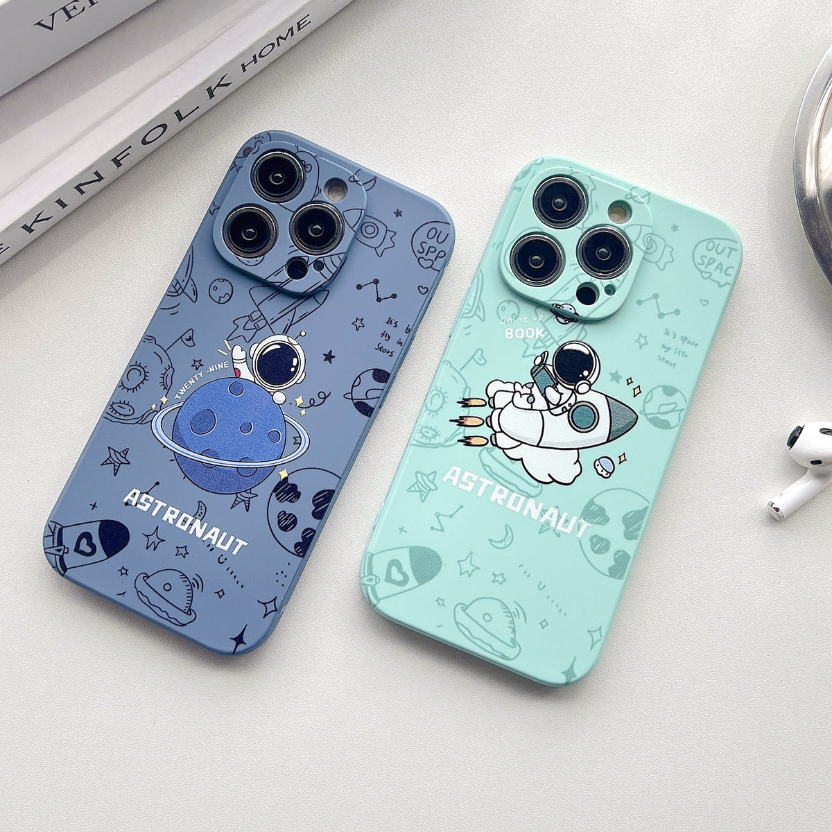 ELECTROPRIME For iPhone 15 Plus Liquid Silicone Straight Side Phone Case(Blue Astronaut)