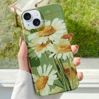 ELECTROPRIME For iPhone 15 Varnishing Water Stick PC Phone Case(Big Chrysanthemum)