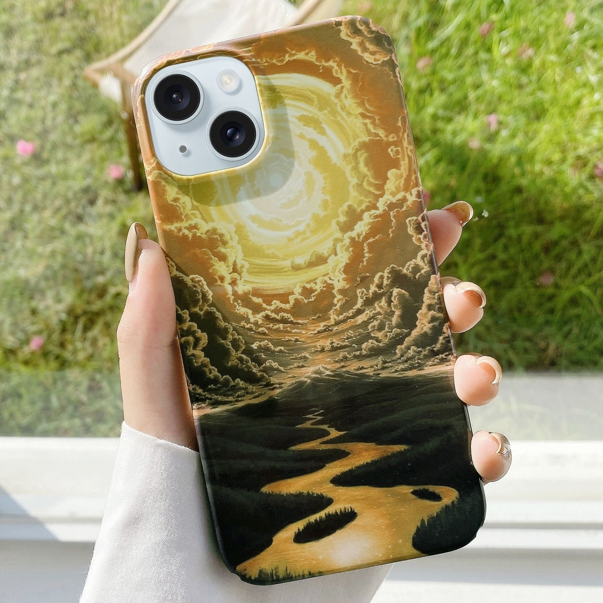 ELECTROPRIME For iPhone 15 Varnishing Water Stick PC Phone Case(Sky)