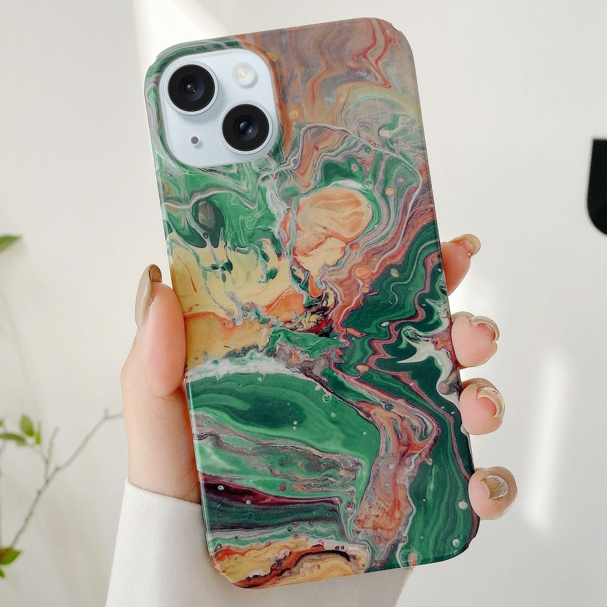 ELECTROPRIME For iPhone 15 Varnishing Water Stick PC Phone Case(Waves)