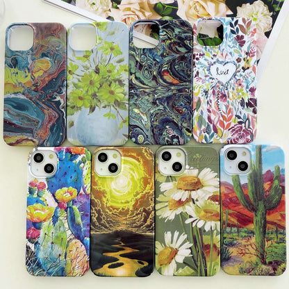 ELECTROPRIME For iPhone 15 Plus Varnishing Water Stick PC Phone Case(Small Chrysanthemum)