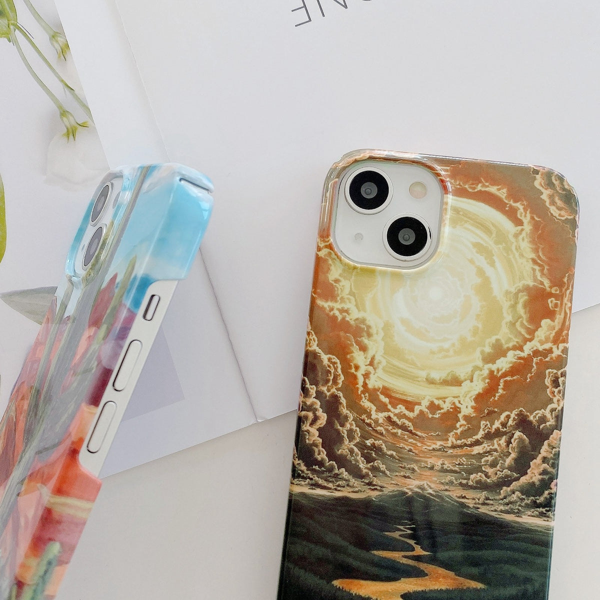 ELECTROPRIME For iPhone 15 Plus Varnishing Water Stick PC Phone Case(Small Chrysanthemum)