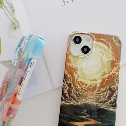 ELECTROPRIME For iPhone 15 Plus Varnishing Water Stick PC Phone Case(Small Chrysanthemum)