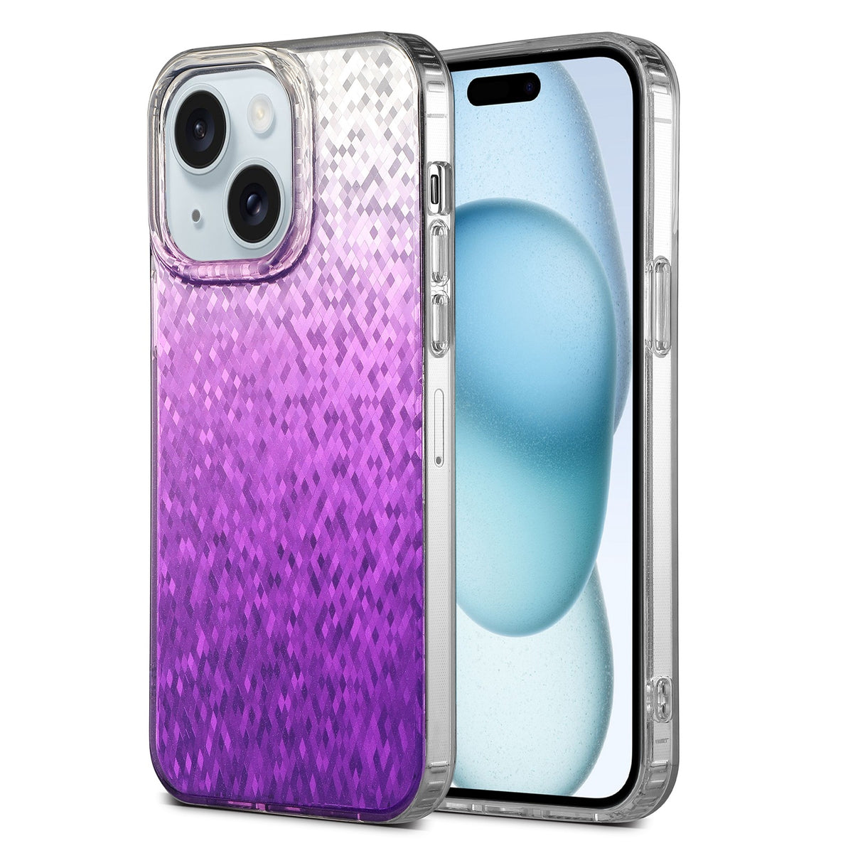 ELECTROPRIME For iPhone 15 Plus Dynamic Colorful Rhombus Diamond Series PC + TPU Phone Case(Purple)
