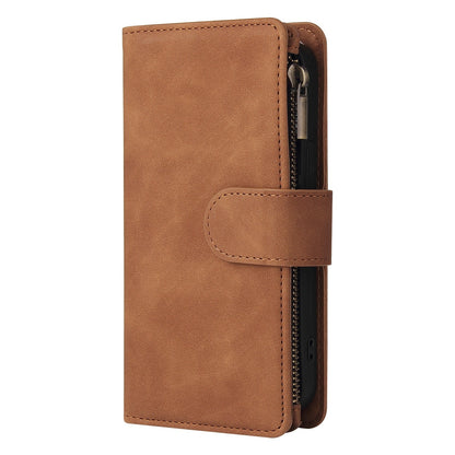 ELECTROPRIME For iPhone 15 Plus Multifunctional Multi-Card Wallet Phone Leather Case(Brown)