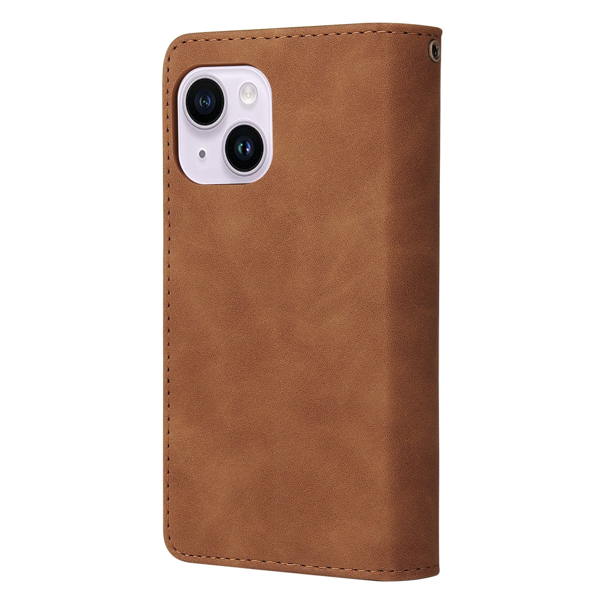 ELECTROPRIME For iPhone 15 Plus Multifunctional Multi-Card Wallet Phone Leather Case(Brown)