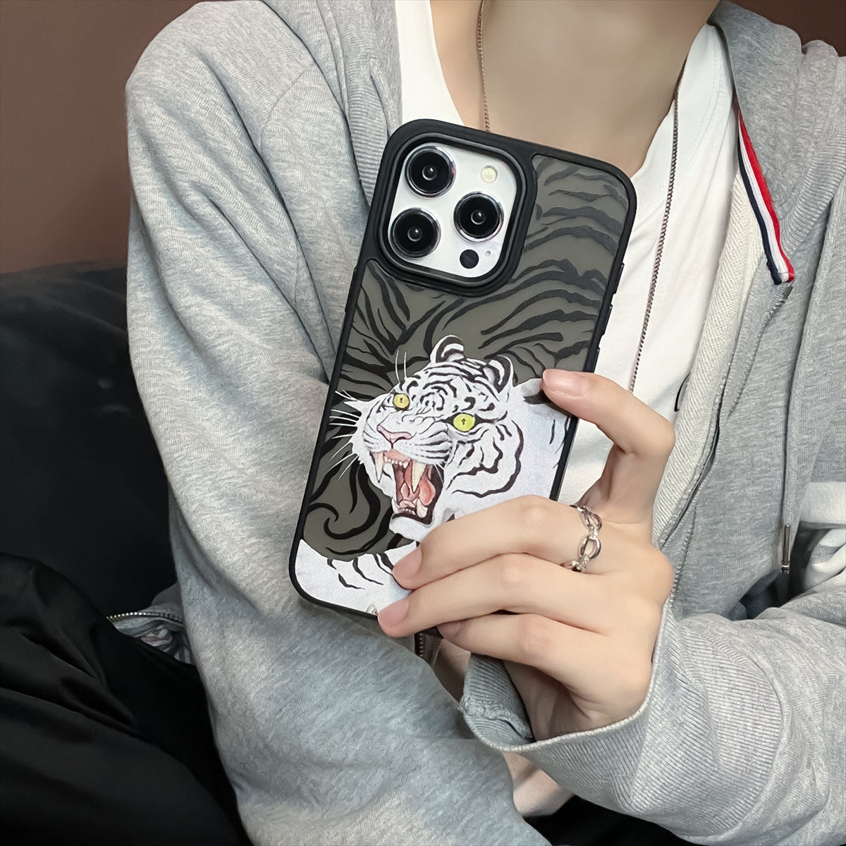 ELECTROPRIME For iPhone 15 Skin Feel Matte TPU+PC Shockproof Phone Case(Tiger)