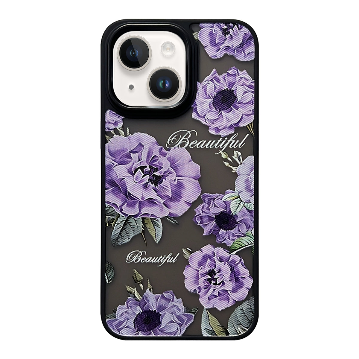 ELECTROPRIME For iPhone 15 Skin Feel Matte TPU+PC Shockproof Phone Case(Purple Flower)